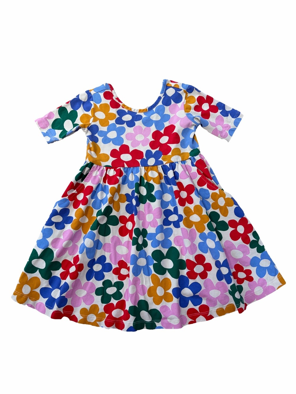 Hanna Andersson Size 100, 4, Multicolor Daisy Flower Print Pocket Skater Dress
